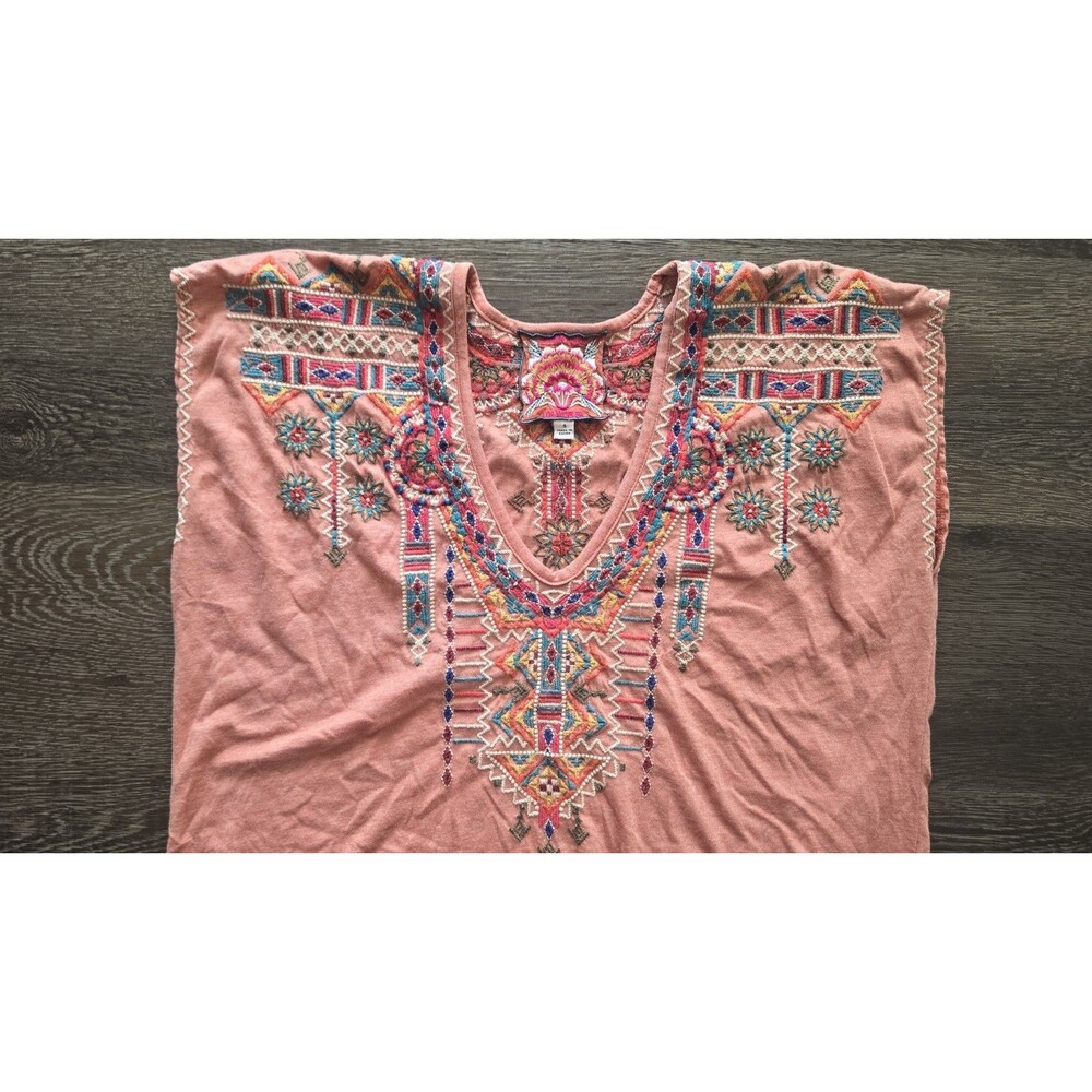 Johnny Was Pink Embroidered V-Neck Sleeveless Knit Top Women's Size S